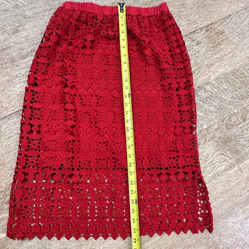 Lili’s Closet Crochet Red Lace Midi Skirt Small - Picture 13 of 15